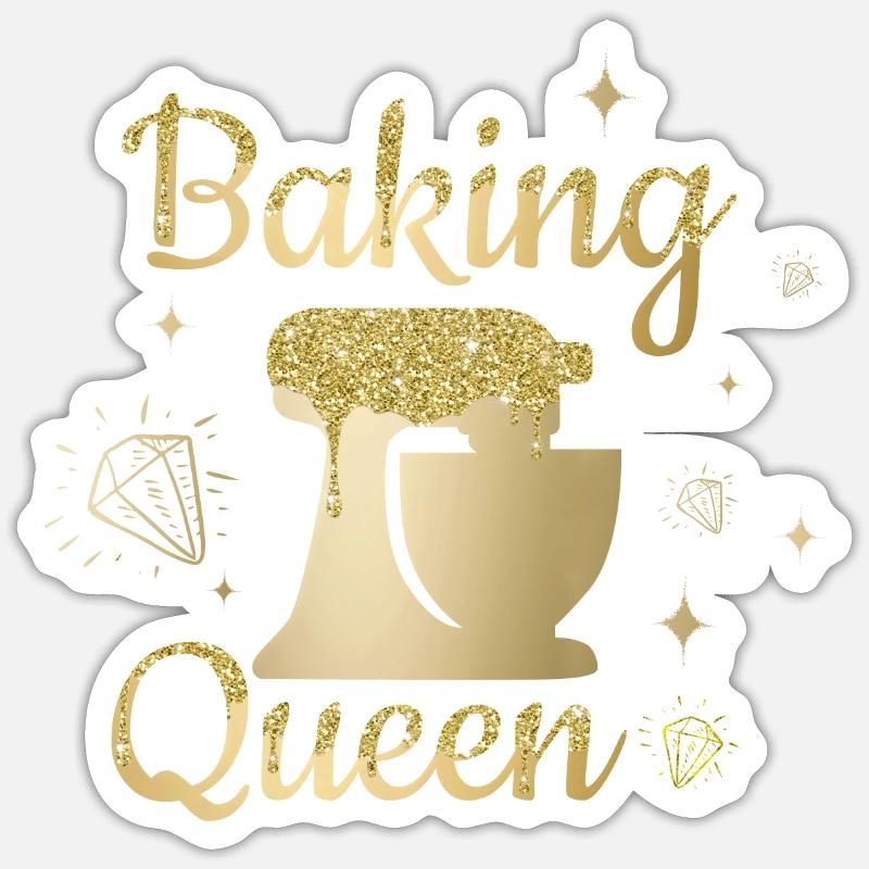 "Baking Queen" Glitter Customizable - Sticker size S (10 x 10 cm) - white matte