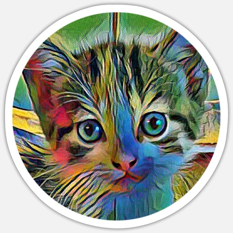 Chat - Sticker taille S (10 x 10 cm) - blanc mat