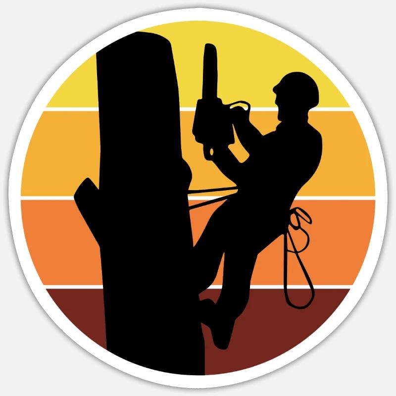 Arborist Tree Climber Climbing Vintage Retro - Sticker size S (10 x 10 cm) - white matte