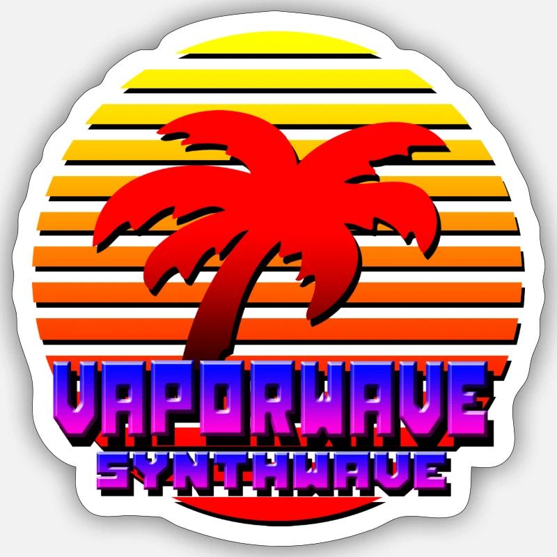 Vaporwave Synthwave - Sticker size S (10 x 10 cm) - white matte