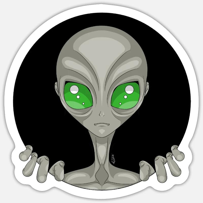 Grey Alien - Sticker taille S (10 x 10 cm) - blanc mat