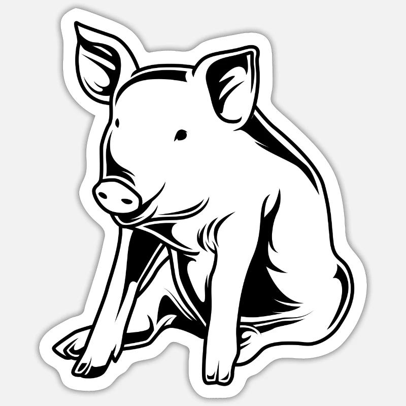 Schwein Sau Eber Silhouette - Sticker Größe S (10 x 10 cm) - Mattweiß