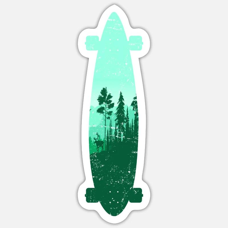 Longboard Longboarder Skateboard Skate Sihouette - Sticker taille S (10 x 10 cm) - blanc mat