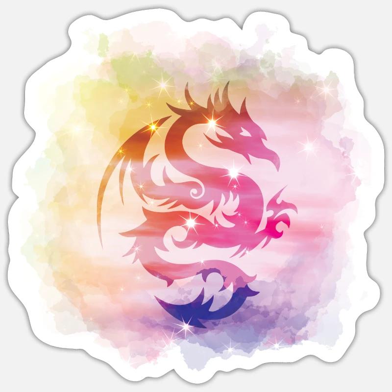 Dragon - Sticker taille S (10 x 10 cm) - blanc mat