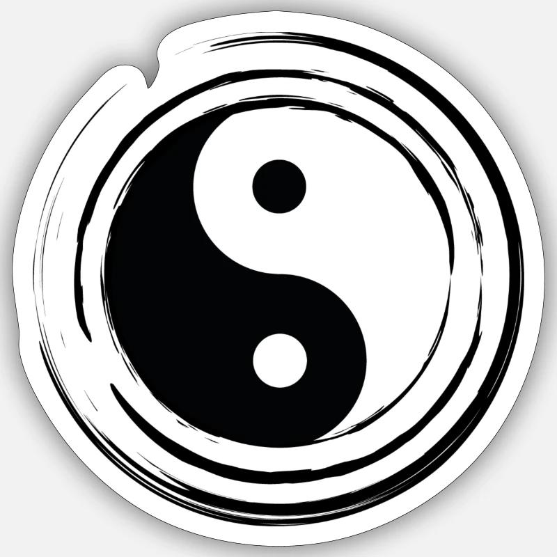 YING YANG - Sticker taille S (10 x 10 cm) - blanc mat