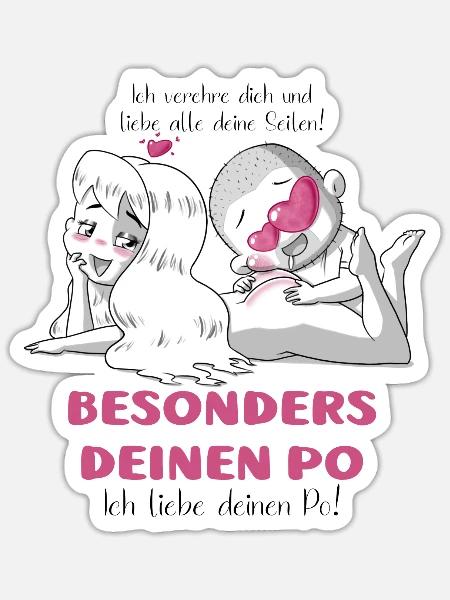 Ich liebe deinen Po - Sticker Größe S (10 x 10 cm) - Mattweiß