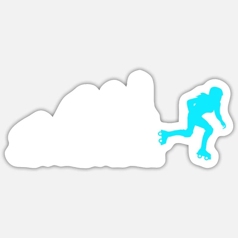 Affe Mensch Rollschuhfahrer Rollschuhe Rollerskate - Sticker Größe S (10 x 10 cm) - Mattweiß
