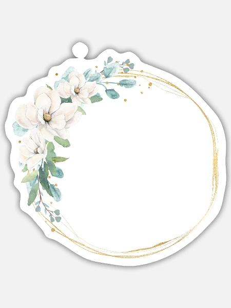 Blumen Kreis personalisierbar - Sticker Größe S (10 x 10 cm) - Mattweiß