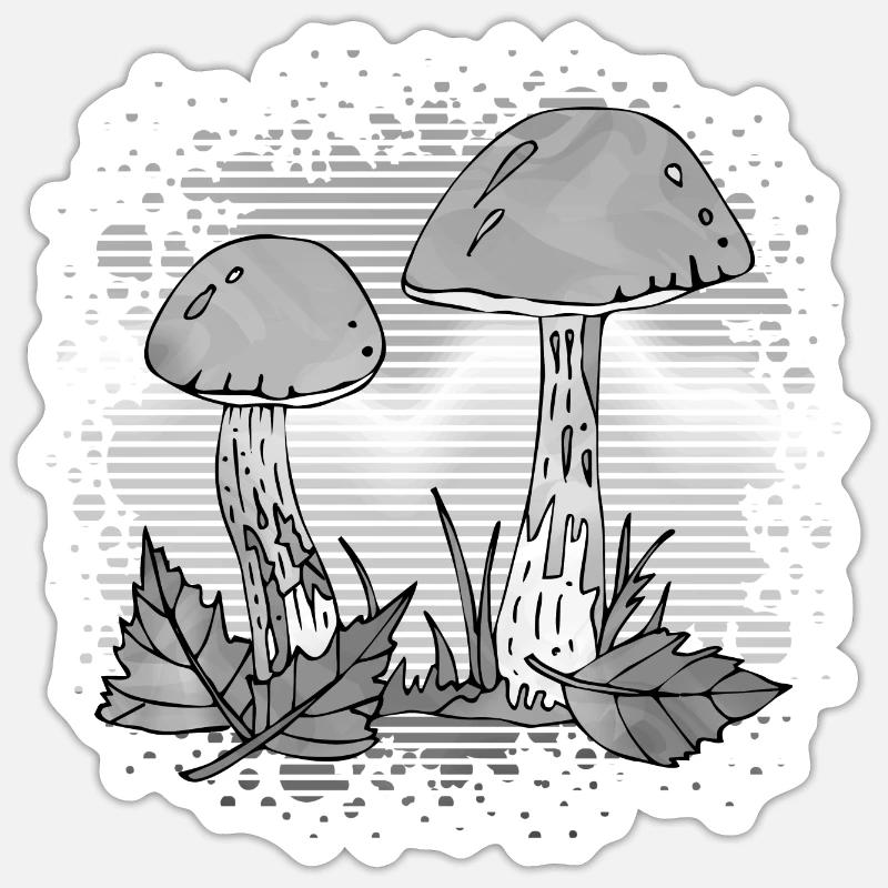 Champignons - Sticker taille S (10 x 10 cm) - blanc mat