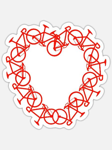 Fahrrad Herz Bike Heart Bicycle Hobby - Sticker Größe S (10 x 10 cm) - Mattweiß