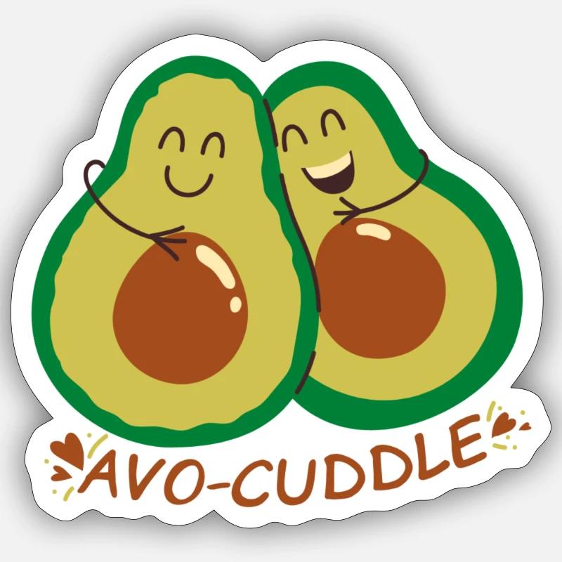 Avocado cuddle - Sticker taille S (10 x 10 cm) - blanc mat