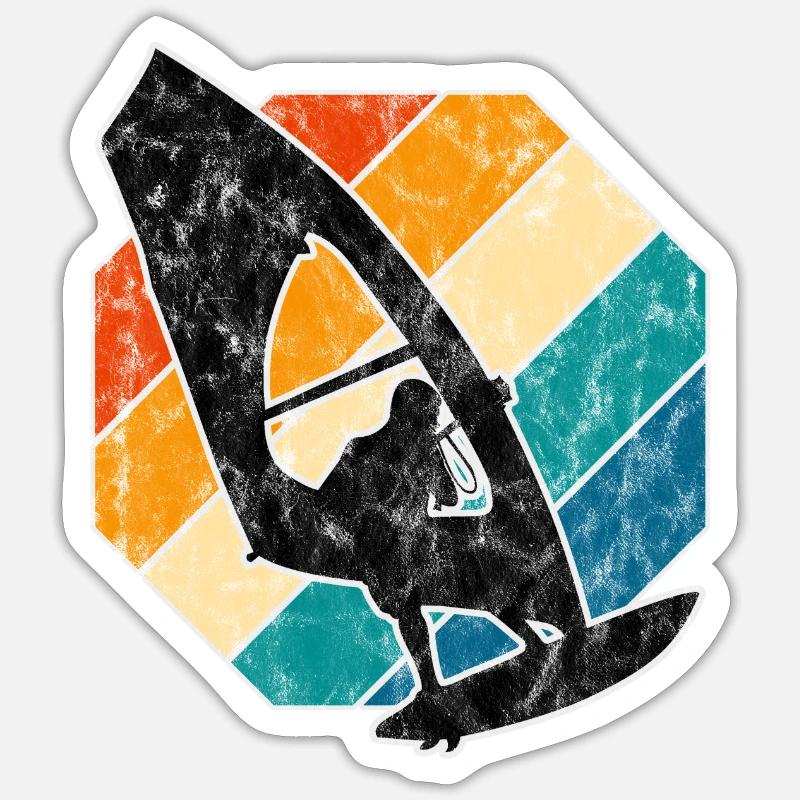 Windsurfen Windsurfer Windsurfing Retro Surfen - Sticker Größe S (10 x 10 cm) - Mattweiß