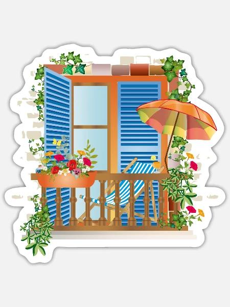 Urlaub kann so schön Zuhause sein auf Balkonien - Sticker Größe S (10 x 10 cm) - Mattweiß