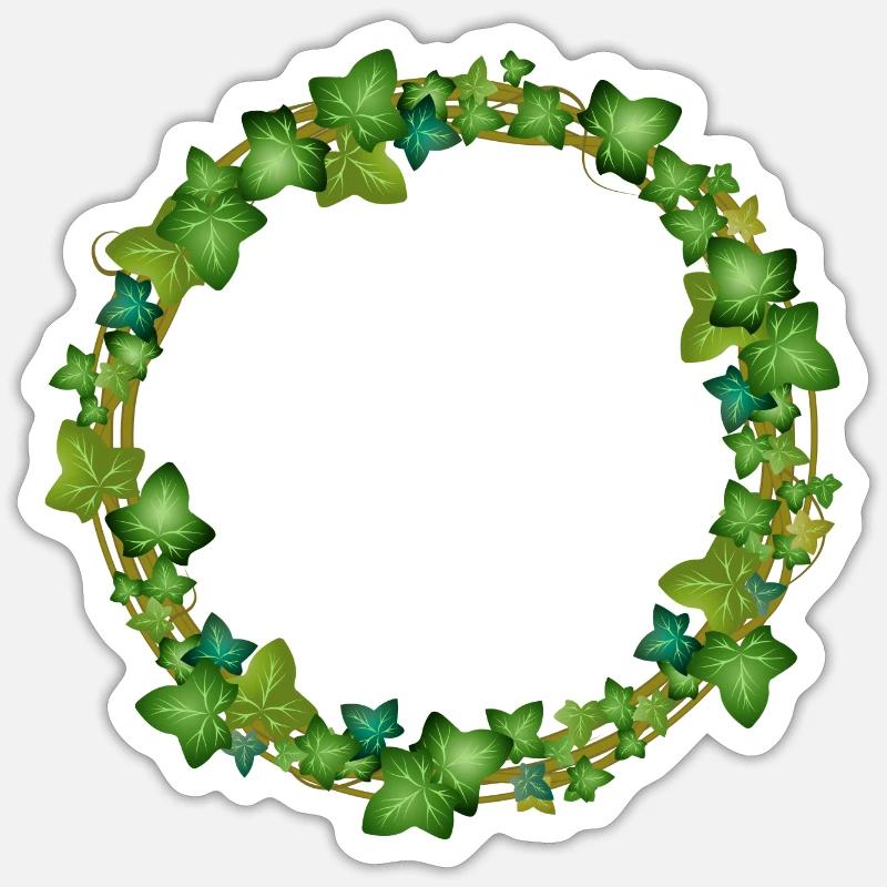 dekorativer Efeu Kranz oder Efeu Rahmen - Sticker Größe S (10 x 10 cm) - Mattweiß