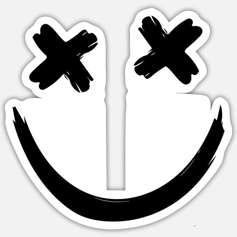 Dead Face Minimal Smile - Sticker size S (10 x 10 cm) - white matte