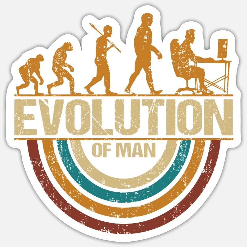 Programmierer Computerfreak Evolution Retro - Sticker Größe S (10 x 10 cm) - Mattweiß