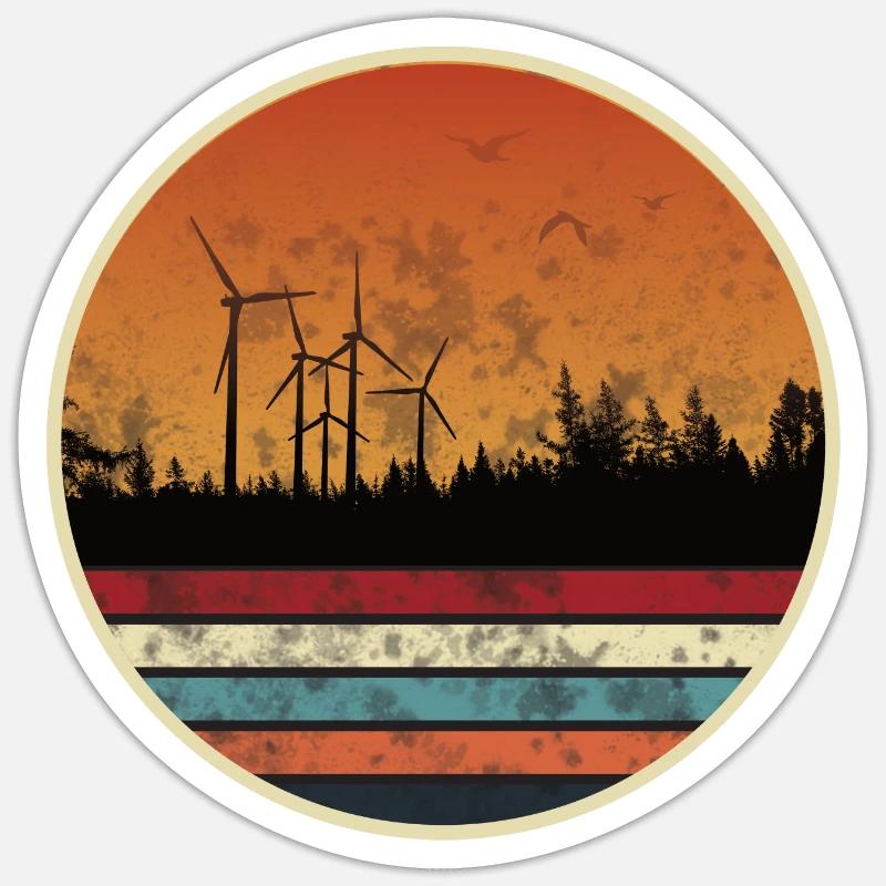 Parc éolien au coucher du soleil - Énergie éolienne Sticker taille S (10 x 10 cm)