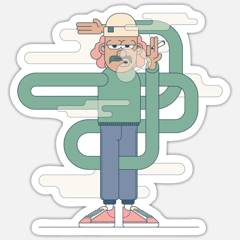 Weird Weed Guy - Sticker Größe S (10 x 10 cm) - Mattweiß