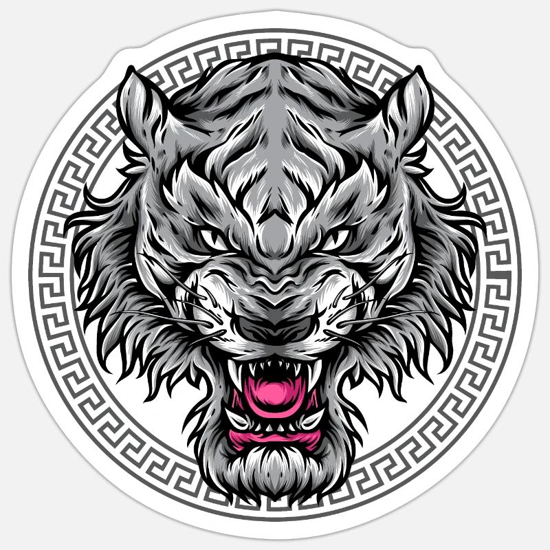 TIGER - Sticker taille S (10 x 10 cm) - blanc mat