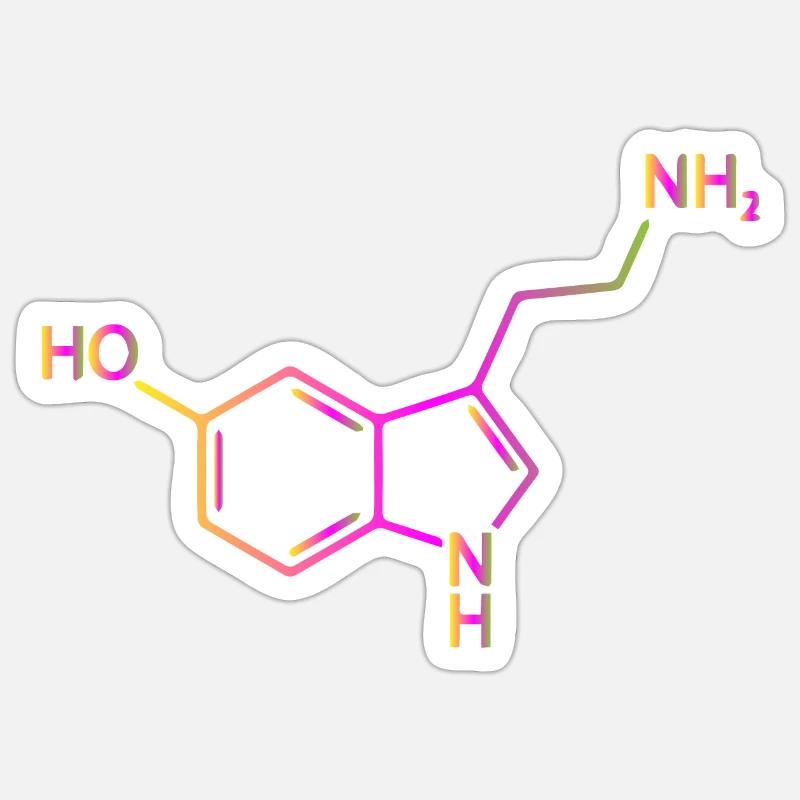 Sérotonine molécule chimie bonheur idée de cadeau - Sticker taille S (10 x 10 cm) - blanc mat