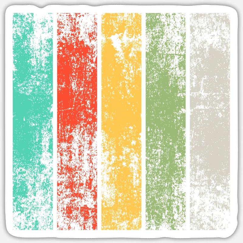 Retro Rayures Rectangle Vintage Sticker taille S (10 x 10 cm)