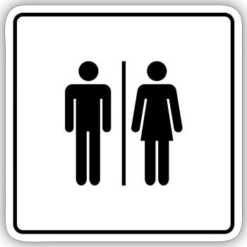 toilettes autocollants, toilettes autocollants, toilettes autocollants - Sticker taille S (10 x 10 cm) - blanc mat - Devant