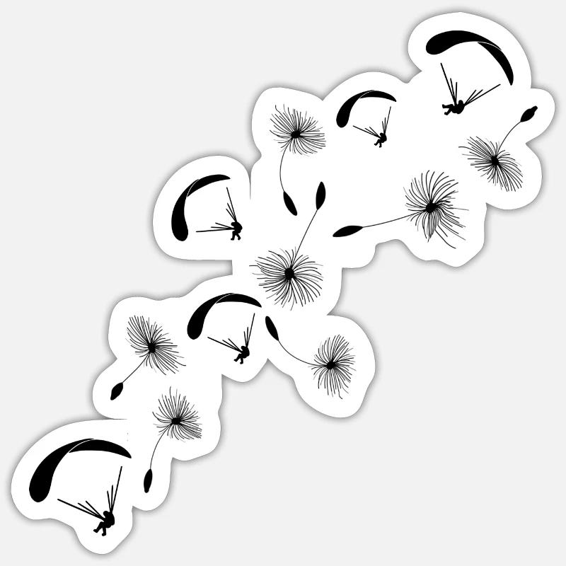 Paraglider Löwenzahn-de-lion - Sticker Größe S (10 x 10 cm) - Mattweiß