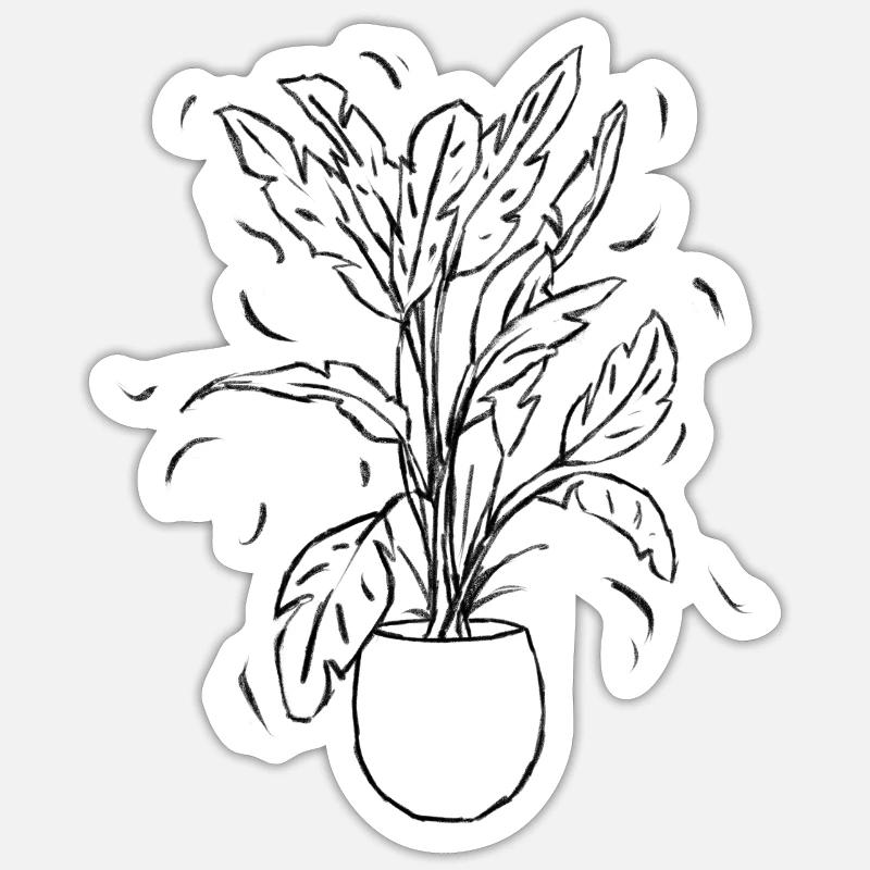 Plante - Sticker taille S (10 x 10 cm) - blanc mat