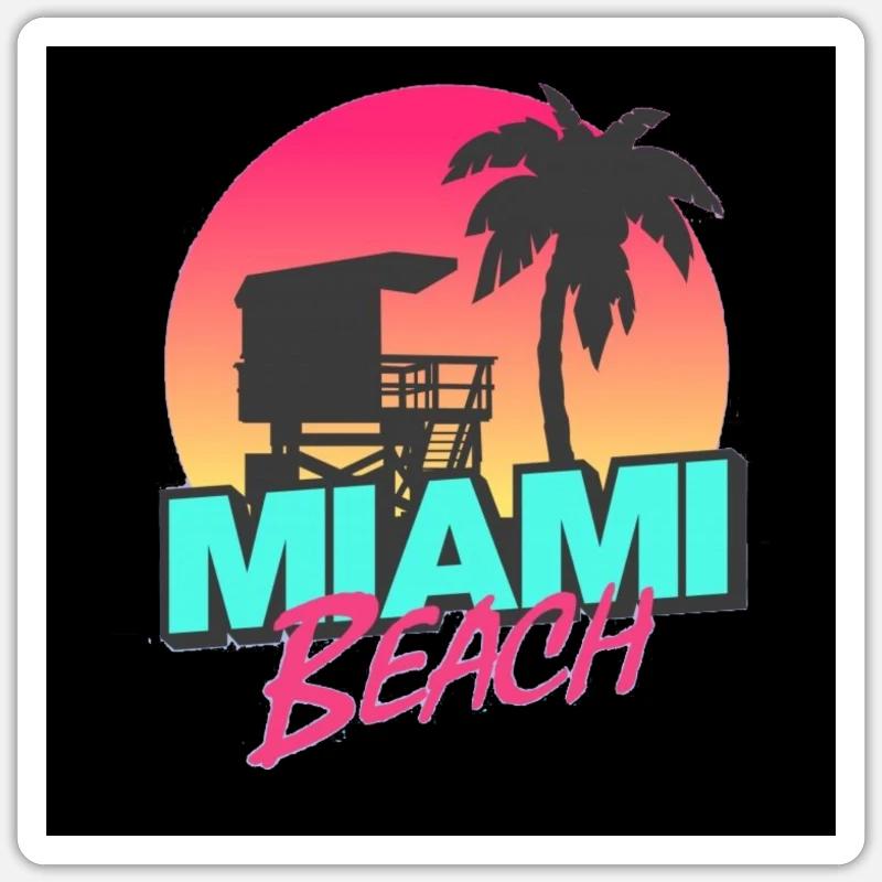 miami beach - Sticker size S (10 x 10 cm) - white matte