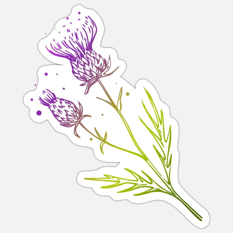 Écosse Discernes de fleur Conception de tatouage Idée cadeau - Sticker taille S (10 x 10 cm) - blanc mat
