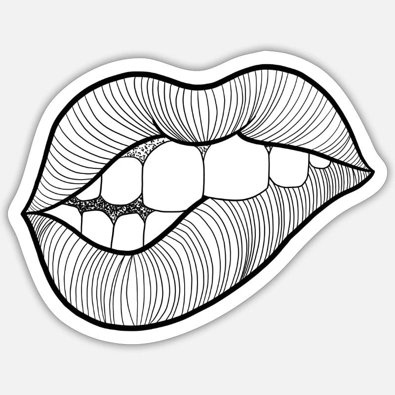 Levres bouche linework Sticker taille S (10 x 10 cm)