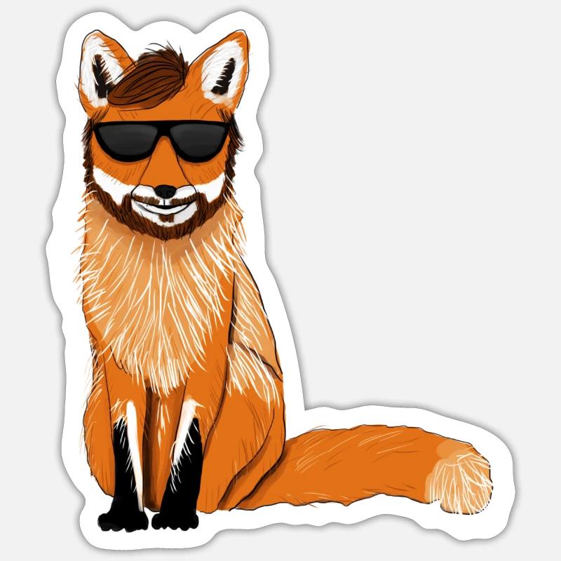Cool renard - Sticker taille S (10 x 10 cm) - blanc mat