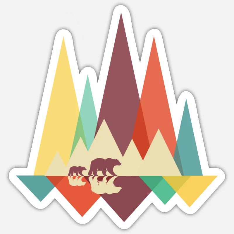 Der Wandernde Bär Wandernde Bären - Sticker Größe S (10 x 10 cm) - Mattweiß