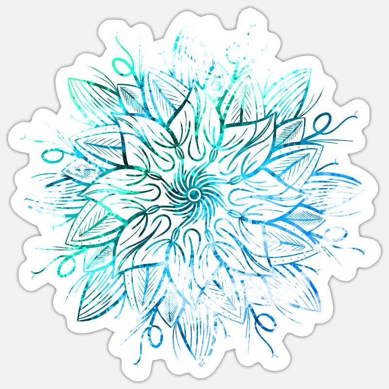 Mandala - Bleu - Sticker taille S (10 x 10 cm) - blanc mat