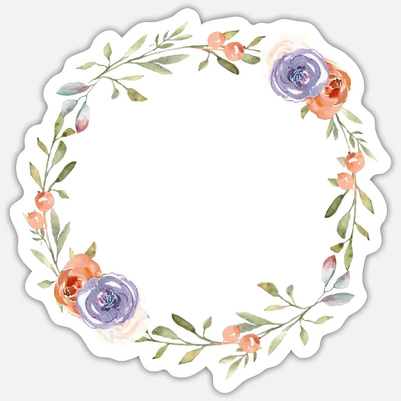 Flowers circle customizable - Sticker size S (10 x 10 cm) - white matte
