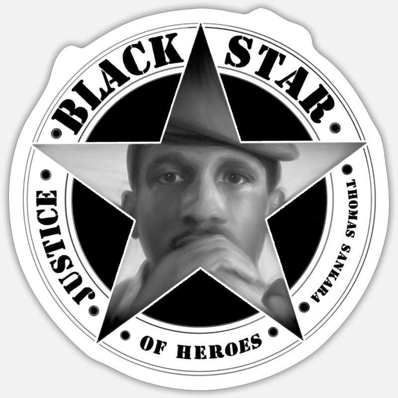 Thomas Sankara black star collection - Sticker taille S (10 x 10 cm) - blanc mat