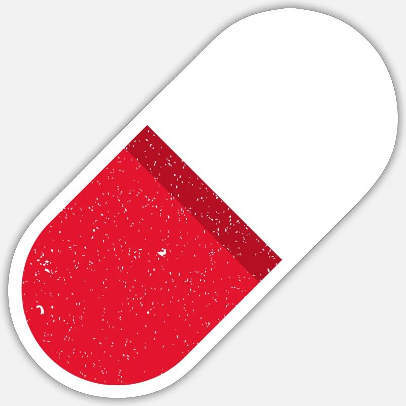 Pilule rouge - Sticker taille S (10 x 10 cm) - blanc mat
