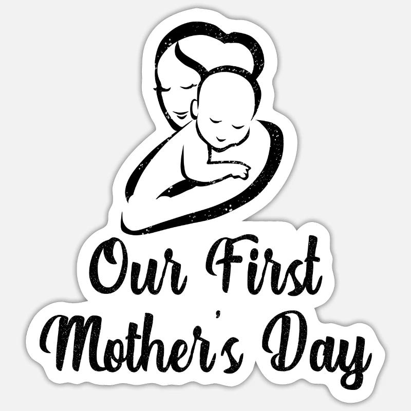 Unser erster Muttertag Mutter und Baby Sticker Größe S (10 x 10 cm)