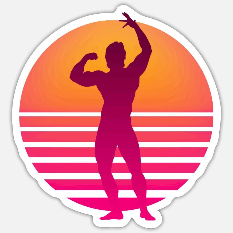 Arnold Retrowave Sun - Sticker size S (10 x 10 cm) - white matte