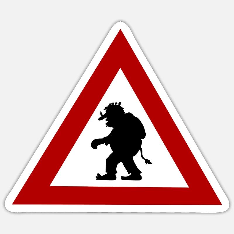 Troll-Gefahrenzeichen Sticker Größe S (10 x 10 cm)