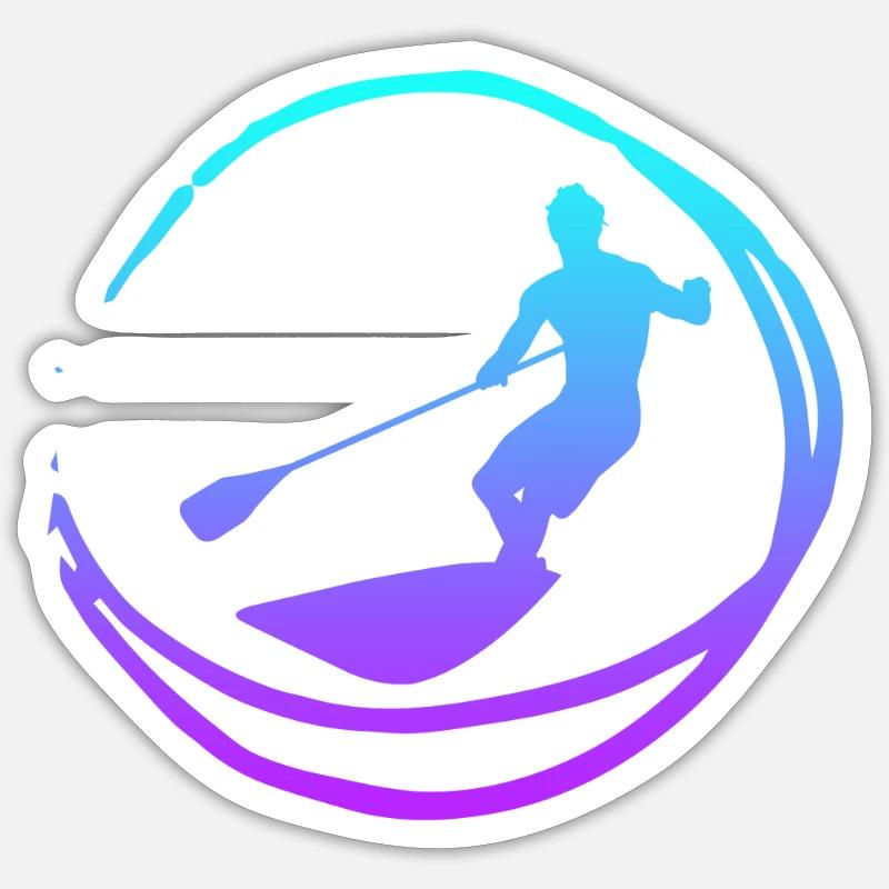 Stand paddle silhouette SUP cadeau paddle Sticker taille S (10 x 10 cm)