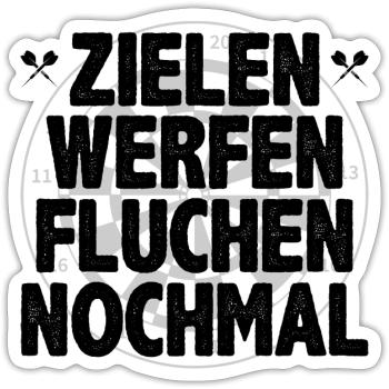 Dartsport Dart Spruch Zielen Werfen Fluchen Darts - Sticker Größe S (10 x 10 cm) - Mattweiß - Vorne