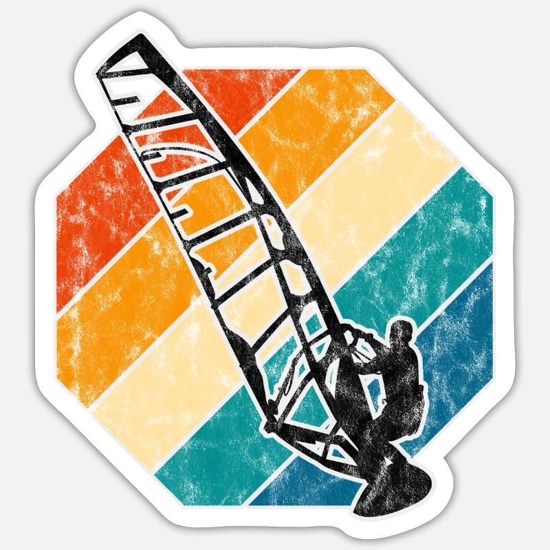 Planche à voile rétro Surf de windsurf Sticker taille S (10 x 10 cm)