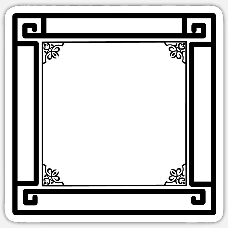 black frame with ornaments - Sticker size S (10 x 10 cm) - white matte