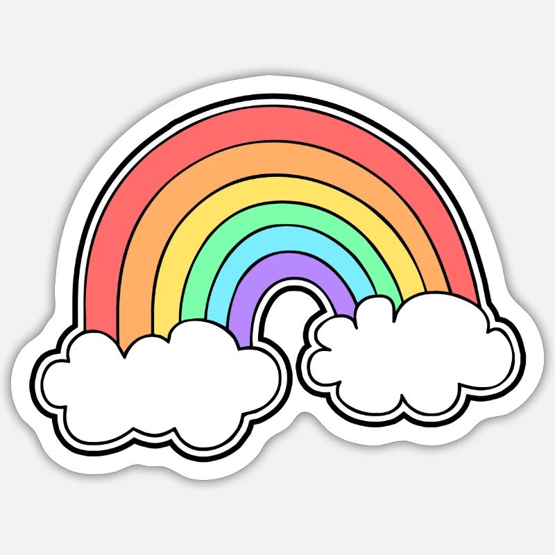 Rainbow with clouds - Sticker size S (10 x 10 cm) - white matte