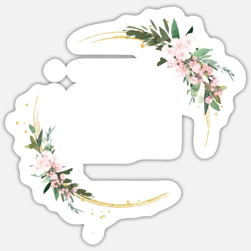 Cercle fleurs personnalisable - Sticker taille S (10 x 10 cm) - blanc mat