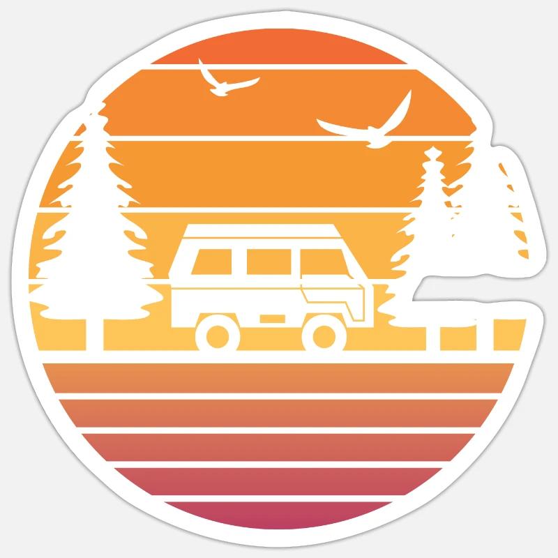 Retro Camping - Sticker Größe S (10 x 10 cm) - Mattweiß