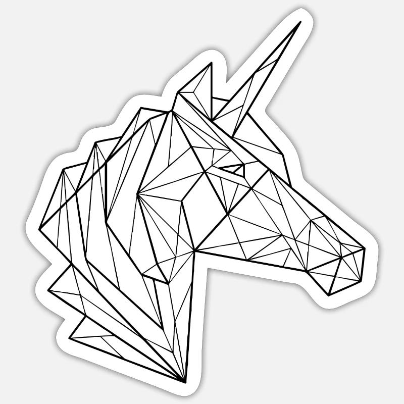 Polygon Einhorn - Sticker Größe S (10 x 10 cm) - Mattweiß