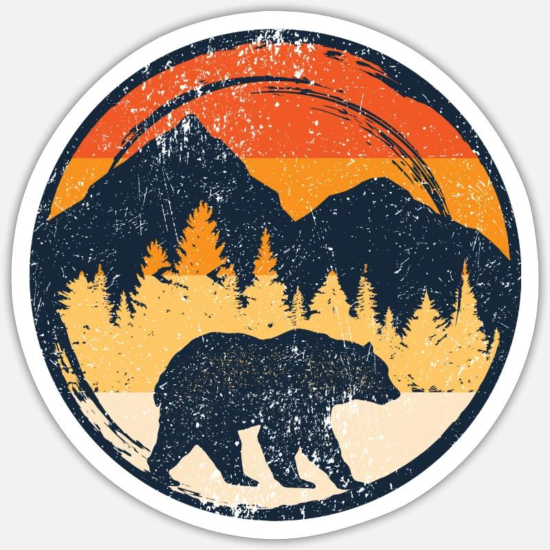 Bear at Sunset in Alpine Circle Sticker size S (10 x 10 cm)