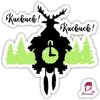 Kuckuck...Kuckuck... Kuckucksuhr mit Hirschgeweih - Sticker Größe S (10 x 10 cm) - Mattweiß - Vorne